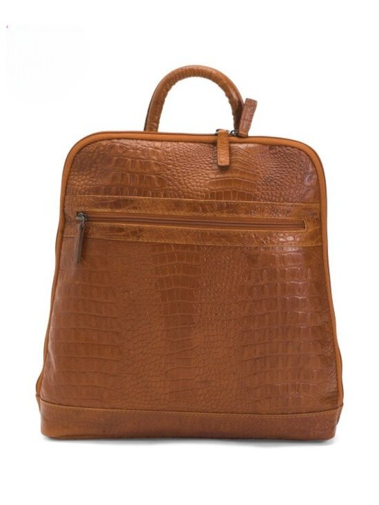 JACK GEORGES Buffalo Leather Hornback Croc Embossed Adele Backpack